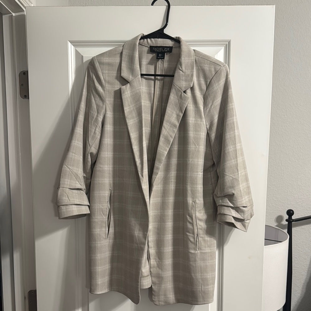 Rachel Zoe Gray Blazer Classic Lapel Relaxed Fit